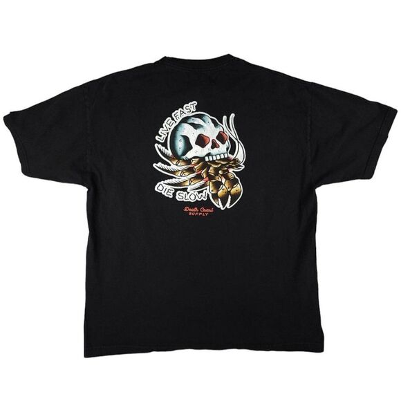 Death Coast Supply T Shirt Mens Size XL Live Fast Die Slow Skull Lobster - Picture 4 of 7
